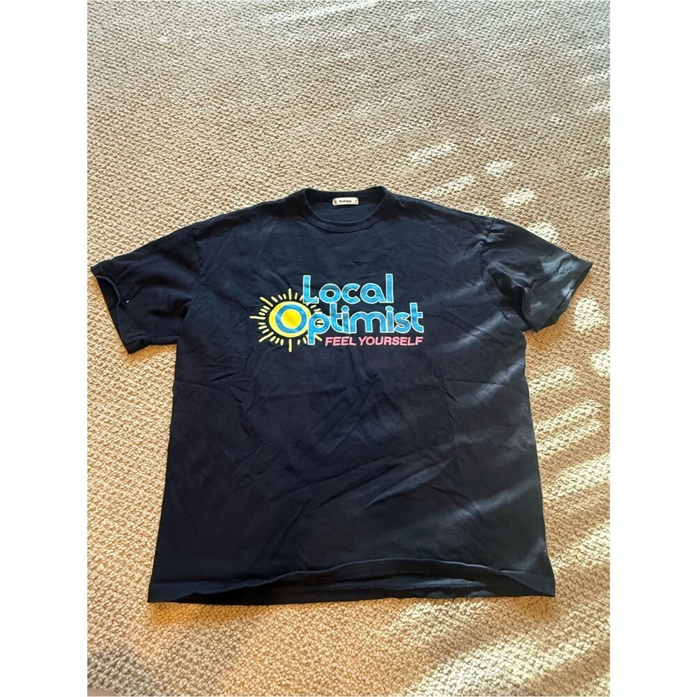 Madhappy Black "Local Optimist" Graphic Tee with Yellow & Blue Sun